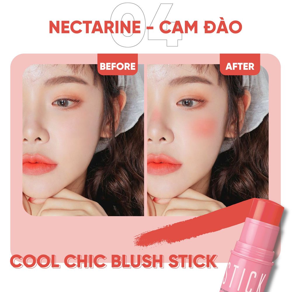 Má Hồng Dạng Thỏi Silkygirl Cool Chic Blush Stick 4g - 04 Nectarine