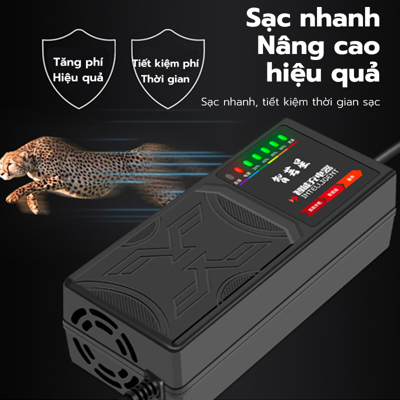 Sạc Xe Điện 48V 20Ah Tự Ngắt Chống Phồng Bình-7 Đèn Báo Thông Minh