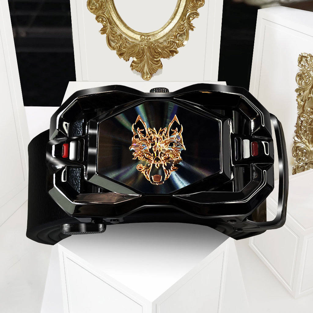 Dây lưng nam mặt đen bóng logo mặt sói dây da cao cấp khóa cài tự động DL28