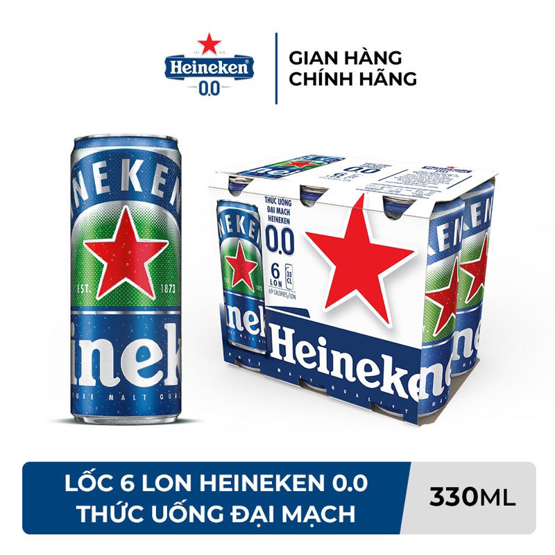 Lốc 6 lon bia Heineken 0 độ 330ml