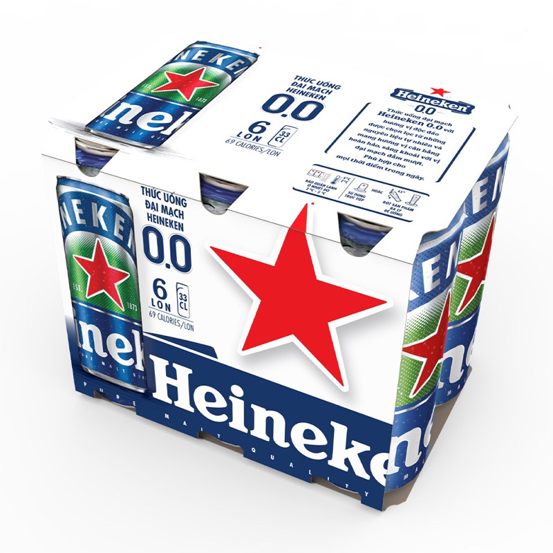Lốc 6 lon bia Heineken 0 độ 330ml