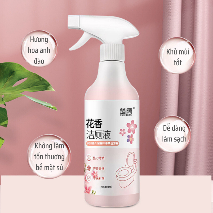 Chai Xịt Tẩy Rửa Bồn Cầu Hương Hoa Anh Đâo Melli Nhà Vệ Sinh Đa Năng Siêu Sạch Khử Khuẩn Nước Hoa Anh Đào 500ml