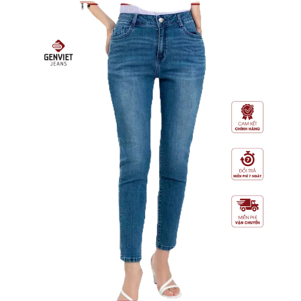 [Mã FATOP12 giảm 30K đơn 150K] Quần Jeans Nữ Trơn Dáng Ôm Skinny Chất Bò Mềm Cao Cấp Basic Genviet DQ107J2210