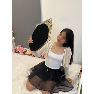 Áo Hai Dây Viền Ren Đính Nơ LOKOSA Vải Thun Gân Mềm Mại Thoáng Mát Dễ Thương AO023