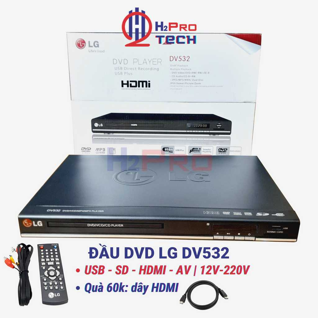 Đầu Dvd Karaoke LG DV532 Đời Mới Có Hdmi - Usb - Sd, Đọc Đĩa Dvd - CD - VCD, Tặng Dây Hdmi - H2Pro T