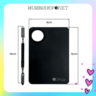 Khay pha trộn kem nền Xuka shop màu đen nhỏ kèm que trộn 8*12cm ( sai số 1cm) chuẩn makeup artist, tiện lợi