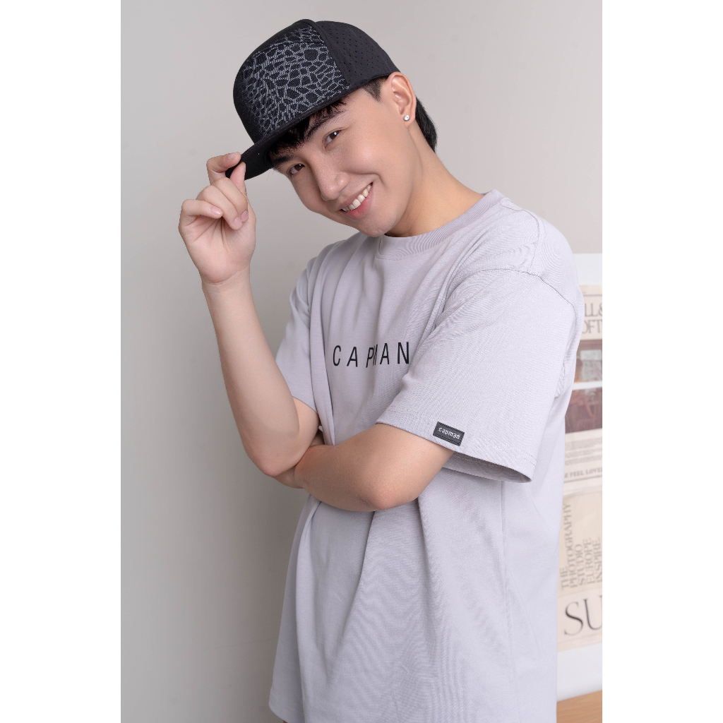 Mũ snapback màu đen camo CAPMAN lưỡi ngang CM37