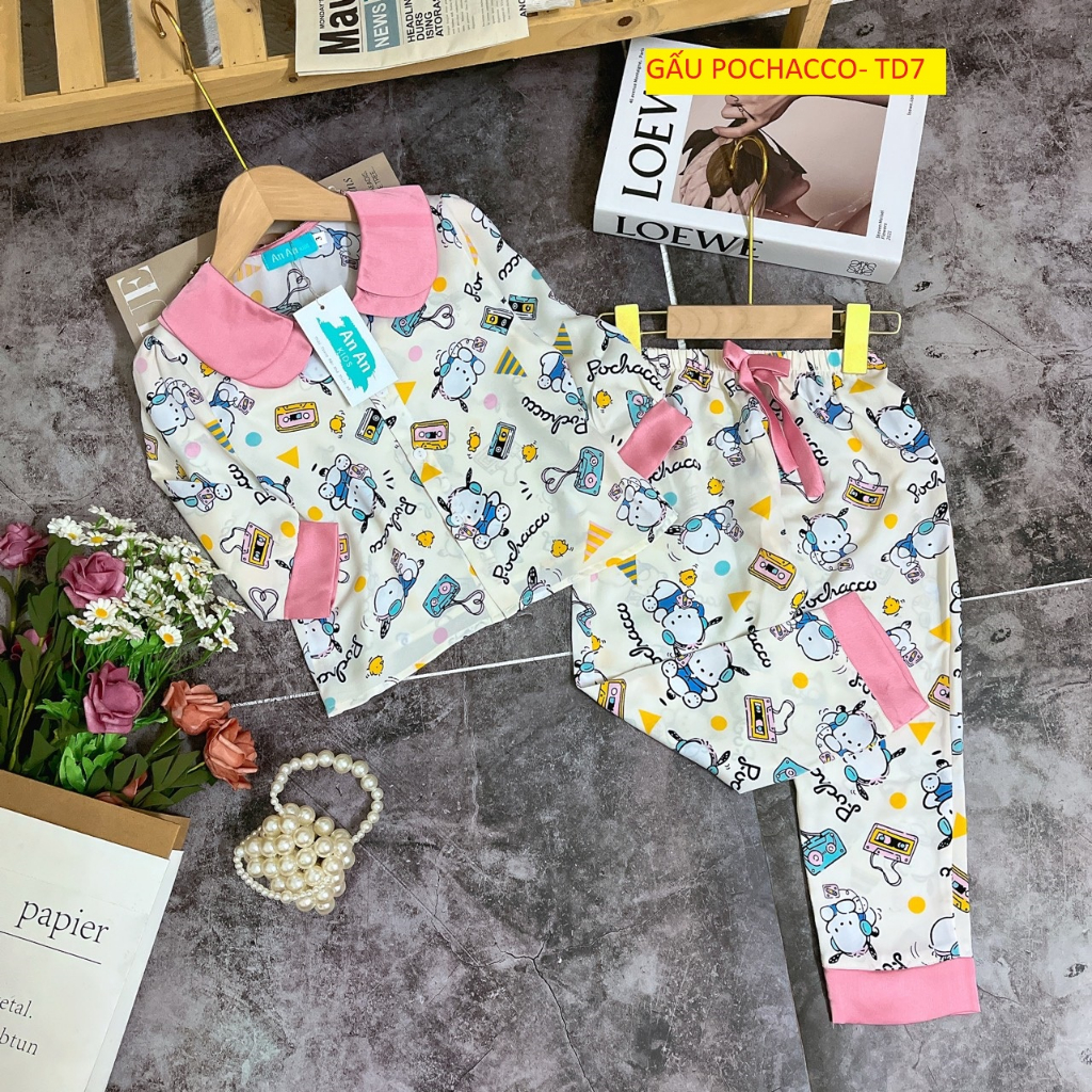 Đồ Bộ Bé Gái Mặc Nhà dài tay lụa cao cấp Pijama