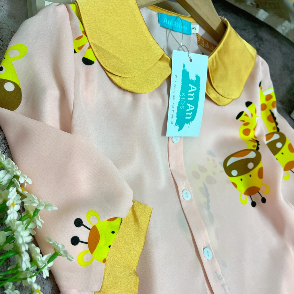 Đồ Bộ Bé Gái Mặc Nhà dài tay lụa cao cấp Pijama