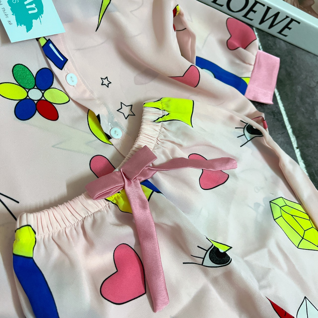 Đồ Bộ Bé Gái Mặc Nhà dài tay lụa cao cấp Pijama