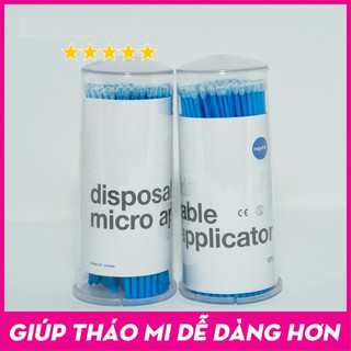 Tăm tháo mi đầu nhỏ (100 Cây) tăm bông Vệ Sinh Mi, Tháo Mi, Quét Sáp-Dụng Cụ Nối Mi