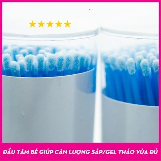 Tăm tháo mi đầu nhỏ (100 Cây) tăm bông Vệ Sinh Mi, Tháo Mi, Quét Sáp-Dụng Cụ Nối Mi
