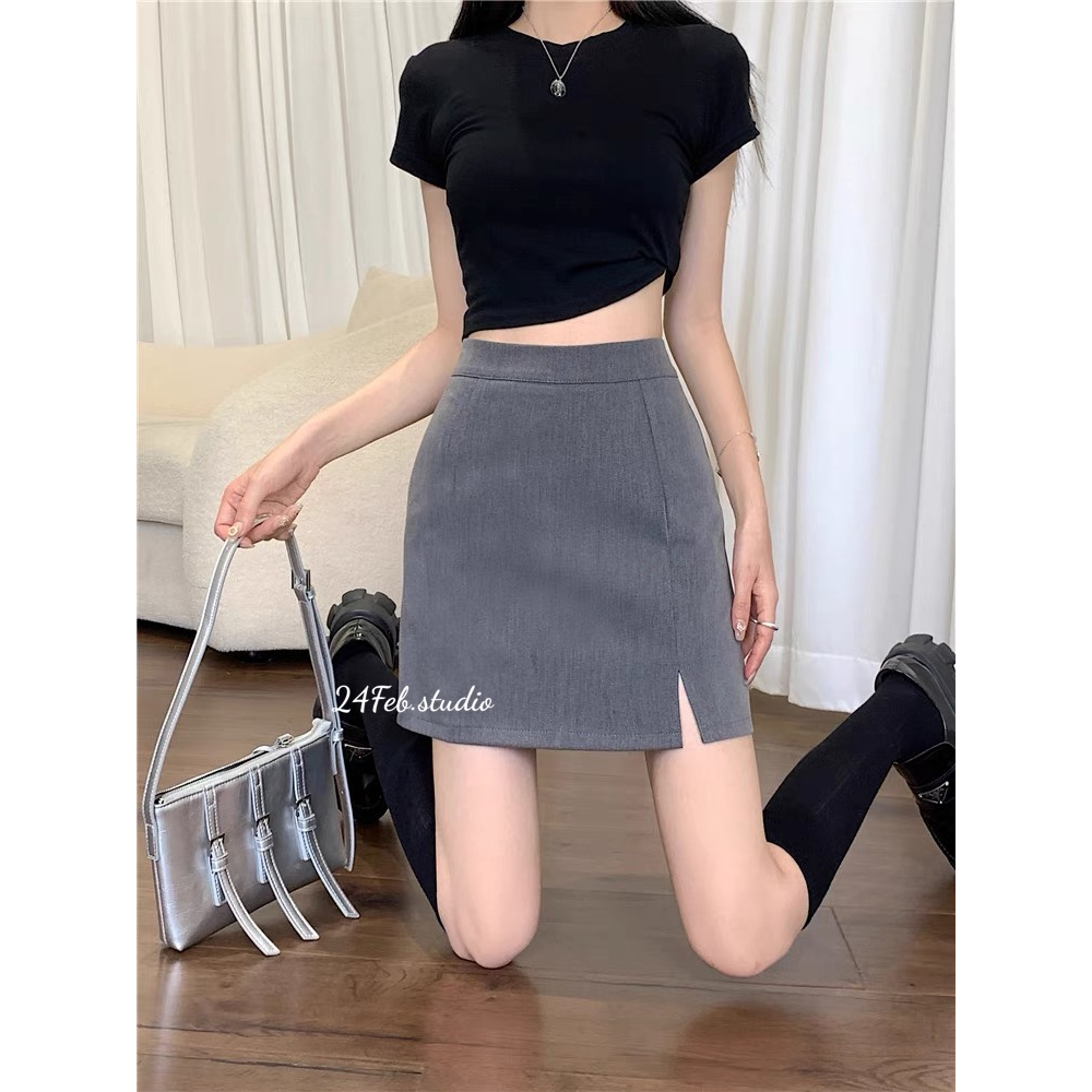 Chân váy chữ A xẻ đùi dáng ngắn phong cách ulzzang Hàn Quốc 8931