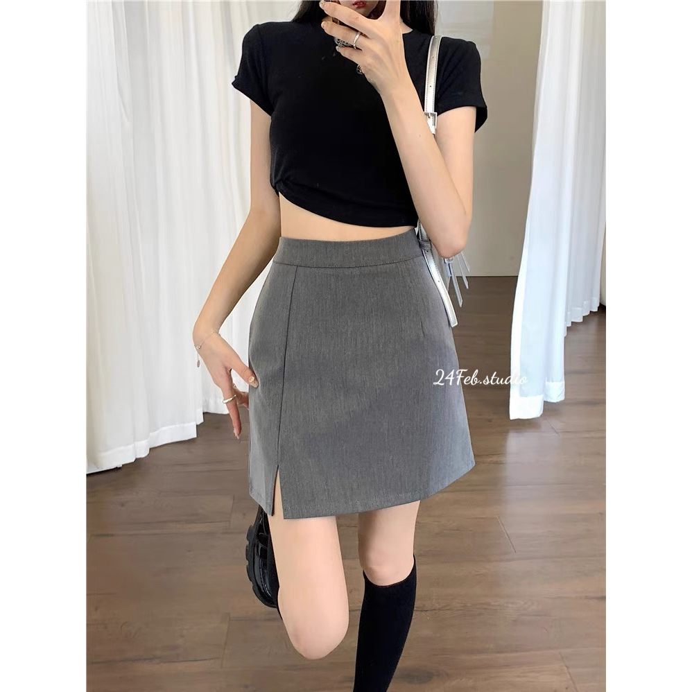 Chân váy chữ A xẻ đùi dáng ngắn phong cách ulzzang Hàn Quốc 8931