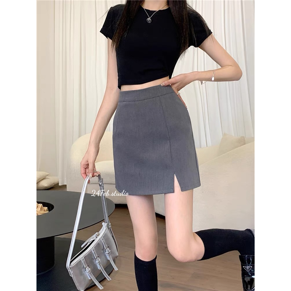 Chân váy chữ A xẻ đùi dáng ngắn phong cách ulzzang Hàn Quốc 8931