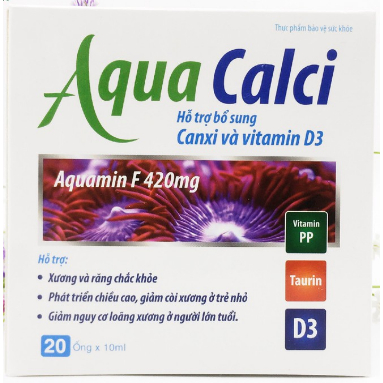 Bổ sung canxi và vitamin D3 Aqua Calci (VShine) hộp 4 vỉ x 5 ống x 10ml