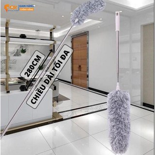 Chổi quét trần phủi bụi cán Inox dài 2,8m chổi phất trần sợi vải mềm mịn lau dọn nhà cửa quét bụi ô tô