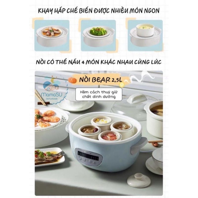 Nồi nấu cháo chậm Bear C25Z1 dung tích 2,5L chính hãng