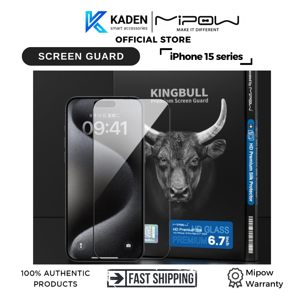 Cường Lực Mipow Kingbull Iphone 15 Series Hd Premium Silk Protector – BJ50-BK - Hàng chính hãng