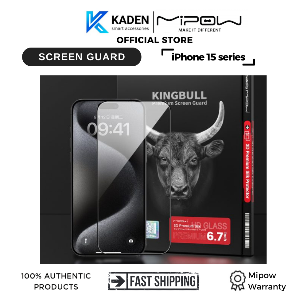 Cường Lực Mipow Kingbull Iphone 15 Series 3D Premium Silk Protector – BJ50-BK - Hàng chính hãng