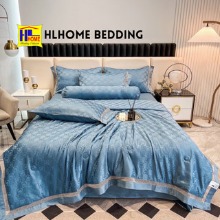 Bộ chăn ga lụa set 5 món chăn hè chần bông thoáng mát , mềm mịn