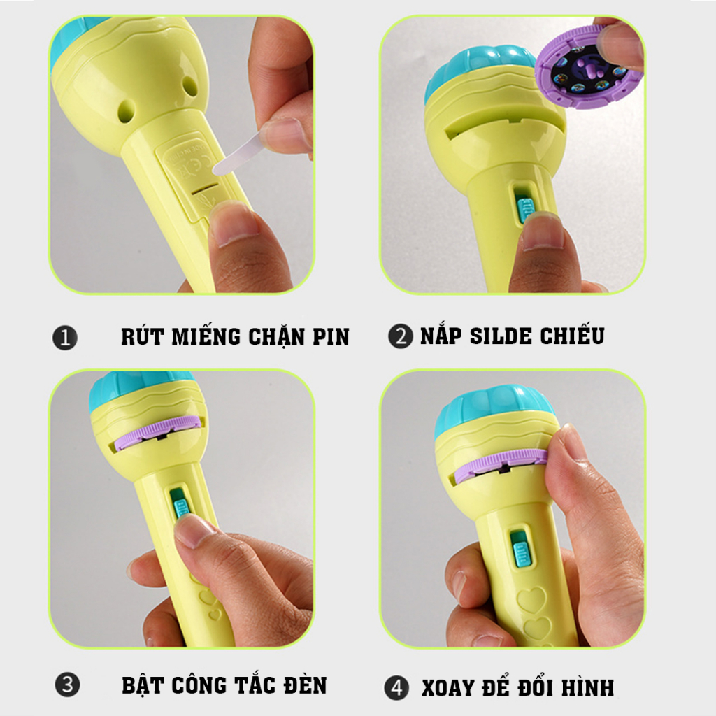 Đèn Pin chiếu hình cho bé - 80 hình ảnh gồm nhiều chủ đề cơ bản.