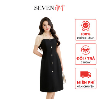 Đầm suông thời trang nữ phối cổ sơ mi Seven.AM OD0018I