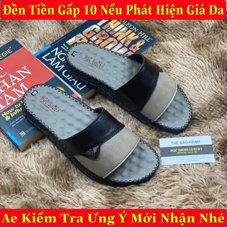 Dép da nam da bò cao cấp đế cao su đúc khâu chỉ bảo hành 12 tháng AQ095