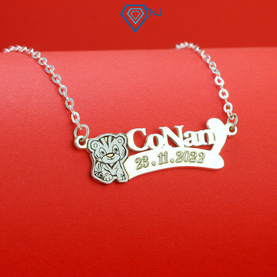 Dây chuyền bạc cho bé khắc tên theo yêu cầu hình con hổ DCT0100 - Trang Sức TNJ