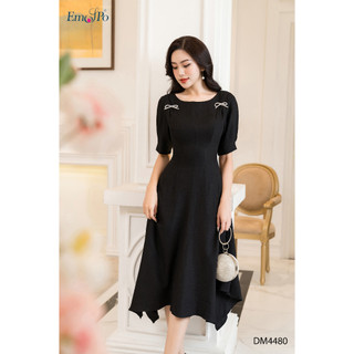 Đầm xòe nơ đính ngực đuôi lượn vát EMSPO DM4480
