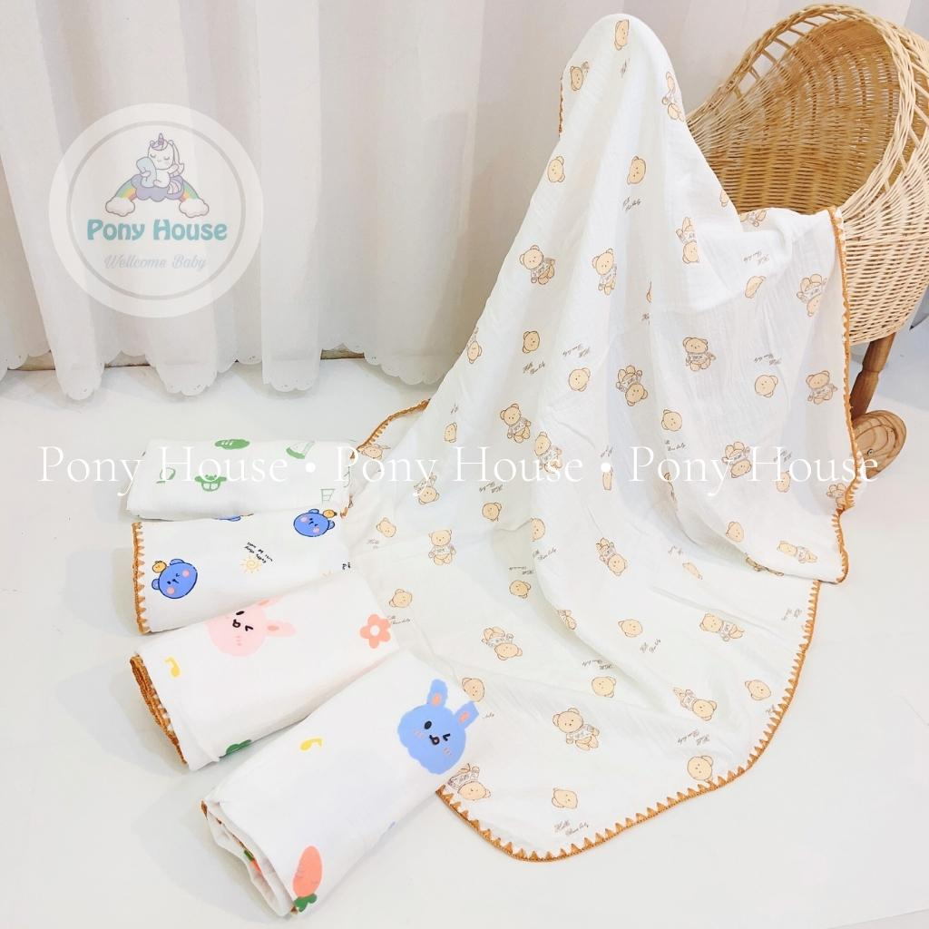 Khăn Tắm Xô Muslin 4 Lớp Bo Viền Chăn Khăn Đa Năng Cho Bé Từ Sơ Sinh KT 90