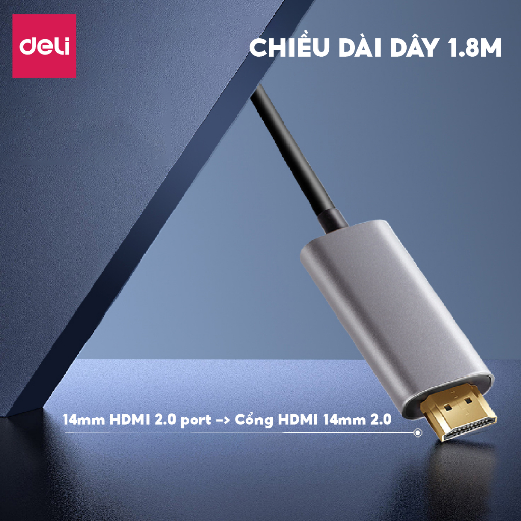 Cáp Type-C sang HDMI 4K AOKA by Deli Chính Hãng, Type C to HDMI 2.0 Dài 1.8m Hỗ Trợ Xuất Hình Ảnh Trình Chiếu, Xem Phim