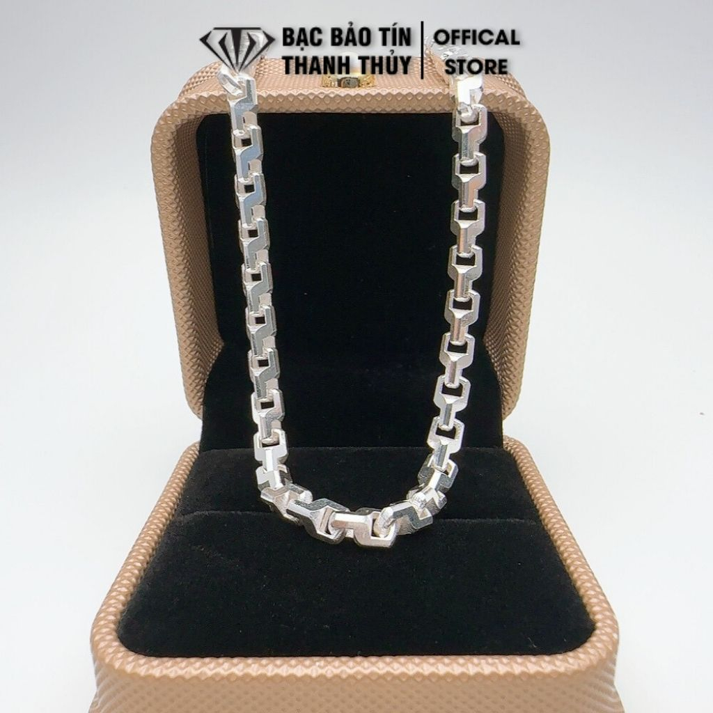 Dây chuyền bạc nam Bảo Tín Thanh Thủy vòng cổ bạc kiểu đốt y trơn dài 56 cm trọng lượng hơn 9 chỉ bạc ta nguyên chất
