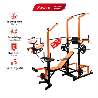 Giàn Tạ Đa Năng Cao Cấp ZASAMI SGD-8215 kết hợp xà đơn xà kép 12 chức năng ( chưa gồm đòn và tạ )