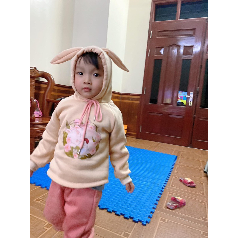 Bộ thu đông Bé Gái tai thỏ siêu xinh cho bé 6-18kg