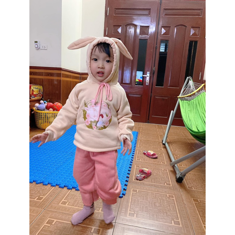Bộ thu đông Bé Gái tai thỏ siêu xinh cho bé 6-18kg