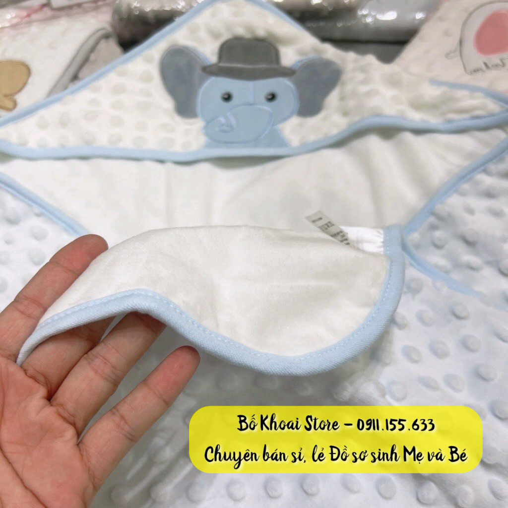 Chăn ủ có mũ BEBE COMFORT - Chăn ủ băng nhung cao cấp siêu mềm, siêu ấm cho bé - Bố Khoai Store