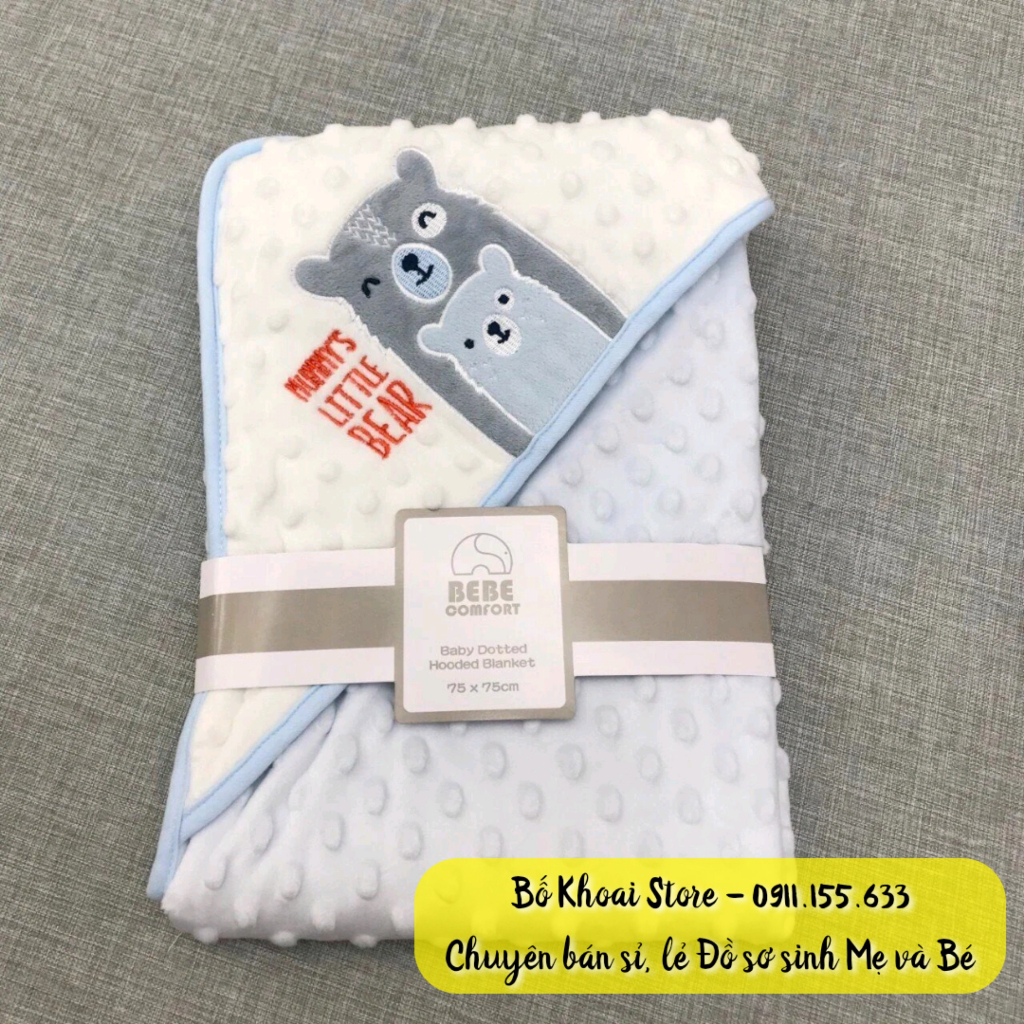 Chăn ủ có mũ BEBE COMFORT - Chăn ủ băng nhung cao cấp siêu mềm, siêu ấm cho bé - Bố Khoai Store