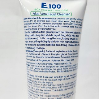 Sữa rửa mặt E100 Nha đam 100g