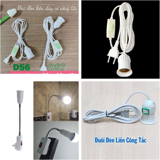ĐUI ĐÈN LIỀN DÂY CÓ CÔNG TẮC KENNO DÀI 1m5 - 4m5 - 9m5 - 20cm UỐN DẺO 360 ĐỘ