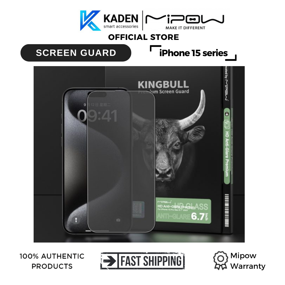 Cường Lực Mipow Kingbull Iphone 15 Series Chống Vân Tay HD Anti Glare Protector – BJ529-BK - Hàng chính hãng