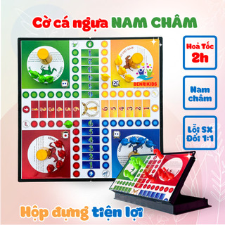 Bộ Cờ Cá Ngựa Mẫu 2 Bằng Nhựa An Toàn Cho Bé, Đồ Chơi Cờ Cá Ngựa Nam Châm, Board Game Gia Đình Vui Nhộn
