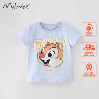 Áo cotton xanh sóc nâu Malwee thời trang trẻ em từ 2-7 tuôi MW81101