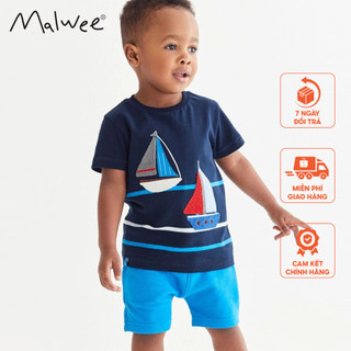 Bộ cotton xanh thuyền Malwee thời trang trẻ em từ 2-7 tuôi MW8312