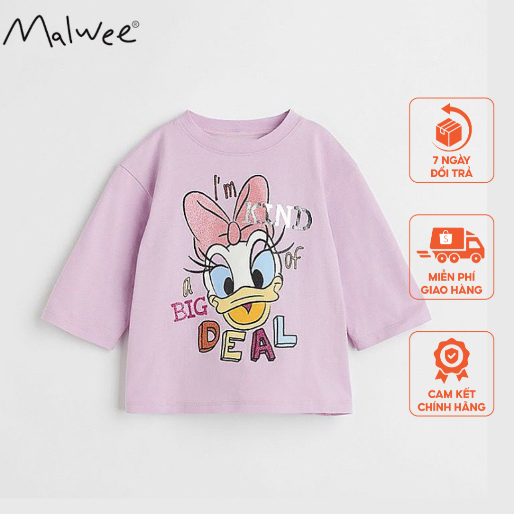 Áo cotton vịt chữ đáng yêu Malwee thời trang trẻ em từ 2-7 tuổi MW8507
