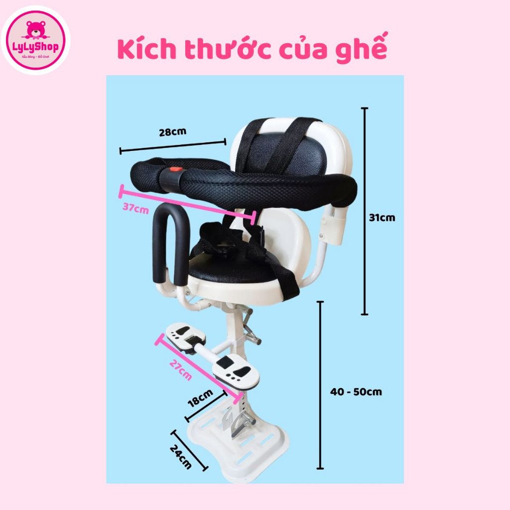 Ghế ngồi xe máy cho bé đa năng dùng hầu hết các dòng xe tay ga, xe đạp điện, xe máy điện