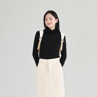 Áo nỉ Dessuu dài tay cổ tròn cao basic màu đen