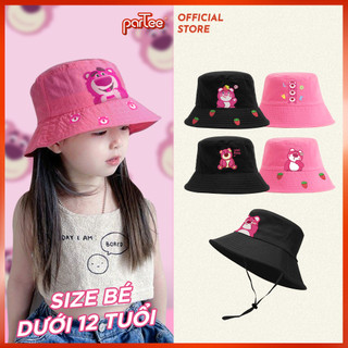 Thơm dâu - mũ nón bucket cho bé trẻ em 2 màu hồng đen, gấu dâu cute lotso in gấu bông mùi dâu thơm dâu parteeshop