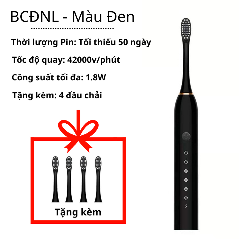 Bàn chải điện X-3 Sonic LIG 6 chế độ làm sạch được nha sĩ khuyên dùng, tặng kèm 4 đầu thay thế, lỗi 1 đổi 1 BH 3 tháng.