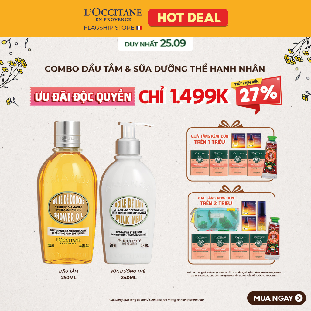 Dầu Tắm Hạnh Nhân L'Occitane Almond Shower Oil 250ml - 500ml